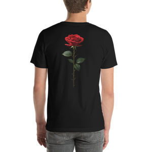 Red Rose on Black Back Print Unisex T-shirt