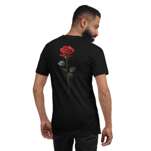 Red Rose on Black Back Print Unisex T-shirt