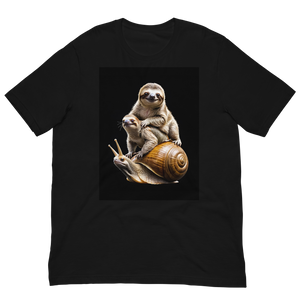 Sloth Riding A Snail Unisex T-shirt Front Print