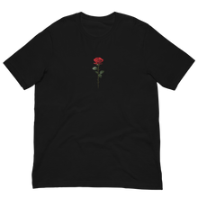 Red Rose on Black Back Print Unisex T-shirt