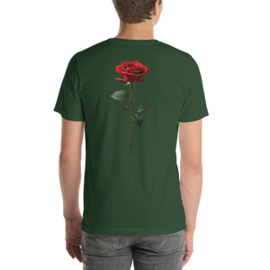 Red Rose on Black Back Print Unisex T-shirt