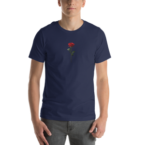 Red Rose on Black Back Print Unisex T-shirt