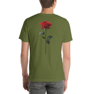 Red Rose on Black Back Print Unisex T-shirt