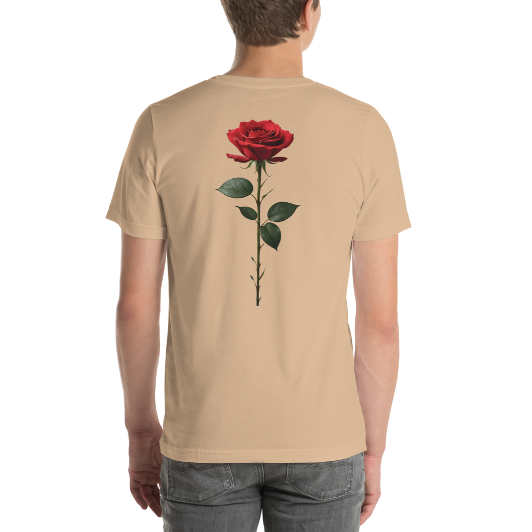 Red Rose on White Back Print Unisex T-shirt