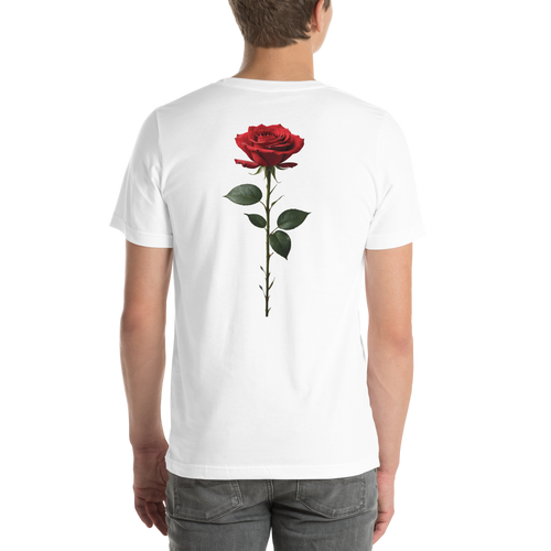 Red Rose on White Back Print Unisex T-shirt