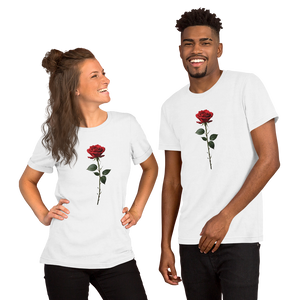 Red Rose on White Unisex T-shirt