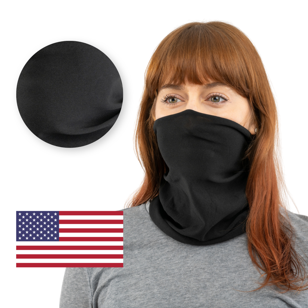 Black / Smooth Black USA Face Defender Neck Gaiters (Buy More, Save More!) Masks by Design Express