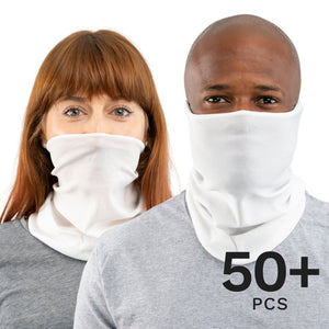 50-10000 Pcs White USA Face Defender Neck Gaiters Wholesale Bulk Lots Masks by Design Express