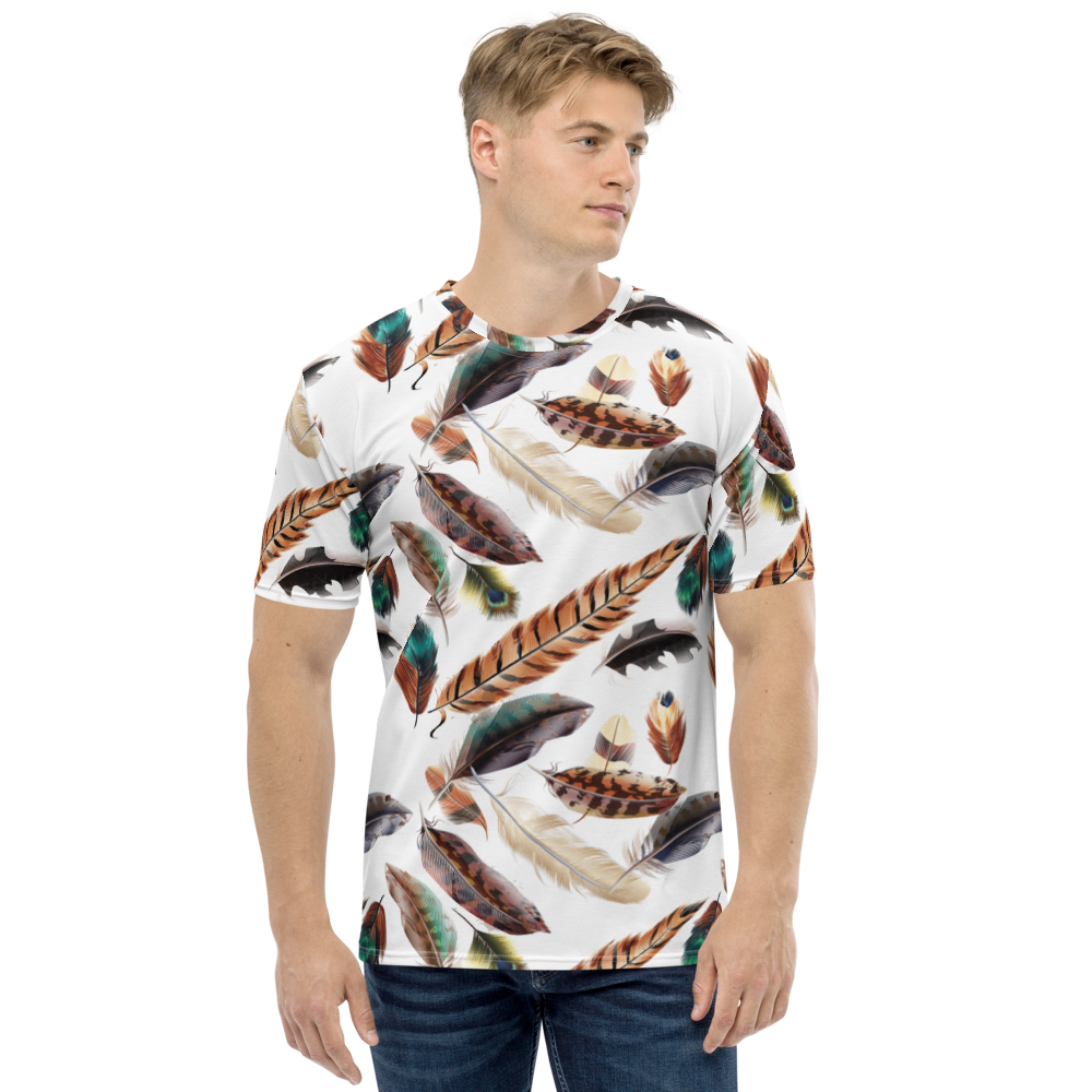 XS Feathers Pattern All-Over Print Men's T-shirt by Design Express