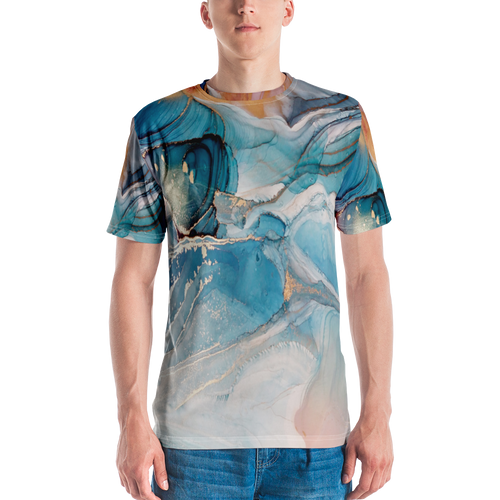 XS Colorful Marble Liquid ink Art Full Print T-shirt by Design Express