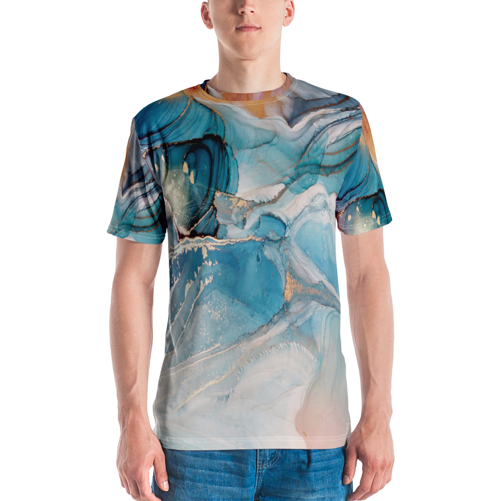 XS Colorful Marble Liquid ink Art Full Print T-shirt by Design Express