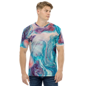 XS Blue Multicolor Marble Men's T-shirt by Design Express