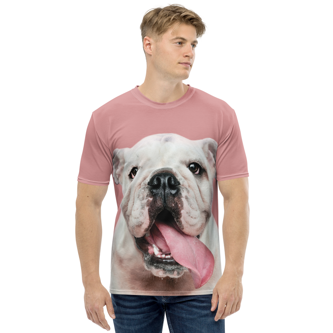 Cute White Bulldog All-Over Print Men's Crew Neck T-Shirt