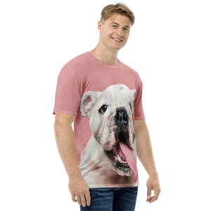 Cute White Bulldog All-Over Print Men's Crew Neck T-Shirt