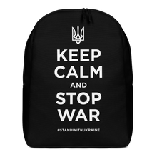 Default Title Keep Calm and Stop War (Support Ukraine) White Print Minimalist Backpack by Design Express