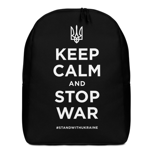 Default Title Keep Calm and Stop War (Support Ukraine) White Print Minimalist Backpack by Design Express