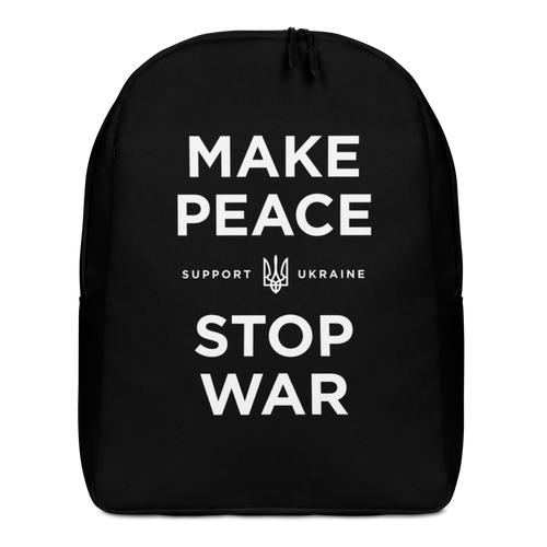 Default Title Make Peace Stop War (Support Ukraine) Black Minimalist Backpack by Design Express