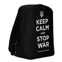 Keep Calm and Stop War (Support Ukraine) White Print Minimalist Backpack by Design Express