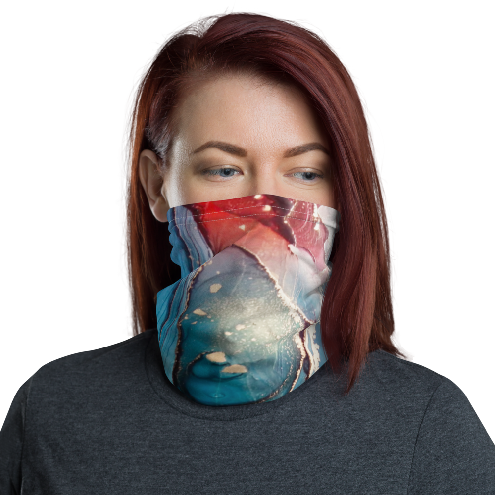 Default Title Colorful Marble Liquid ink Art Full Print Face Mask & Neck Gaiter by Design Express