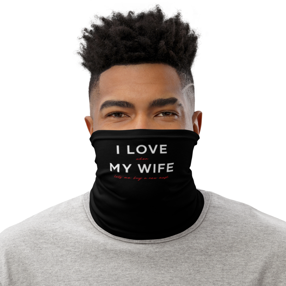 Default Title I Love My Wife (Funny) Face Mask & Neck Gaiter by Design Express