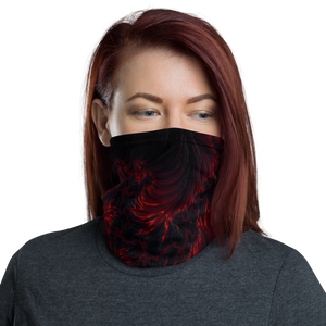 Default Title Black Red Fractal Art Face Mask & Neck Gaiter by Design Express