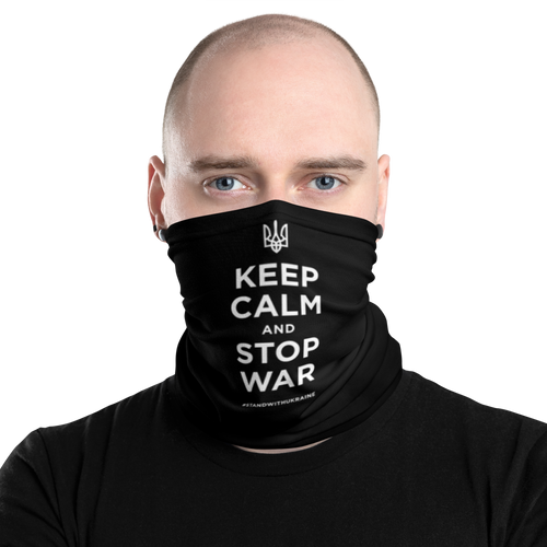 Default Title Keep Calm and Stop War (Support Ukraine) White Print Face Mask & Neck Gaiter by Design Express