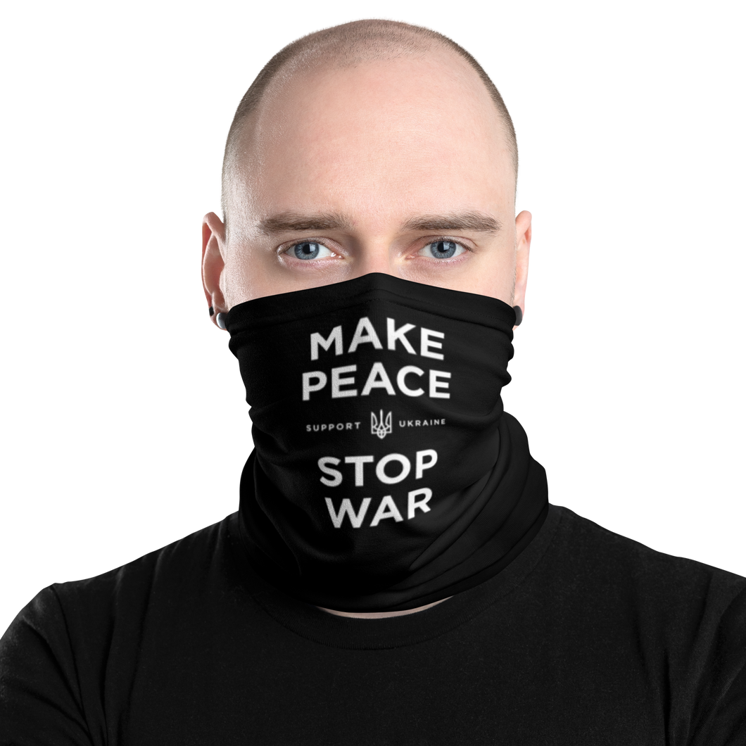 Default Title Make Peace Stop War (Support Ukraine) Black Face Mask & Neck Gaiter by Design Express