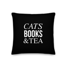 Cats Books Tea (Funny) Square Premium Pillow by Design Express