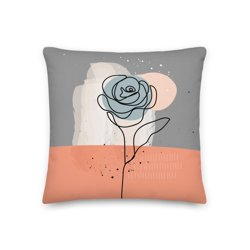 18×18 Soft Flower Line Premium Pillow by Design Express