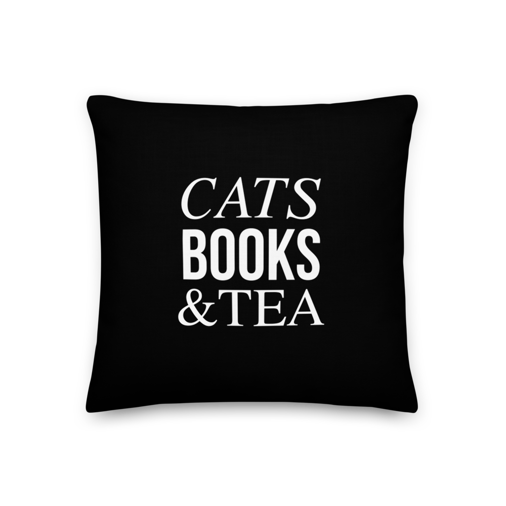 18×18 Cats Books Tea (Funny) Square Premium Pillow by Design Express