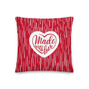 18×18 Made With Love (Heart) Square Premium Pillow by Design Express