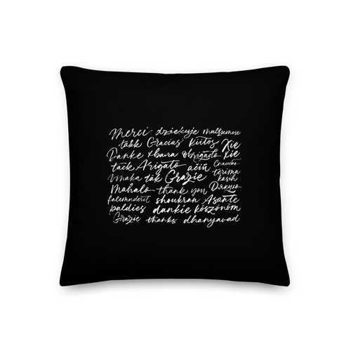 18″×18″ Thank You Various Language Premium Pillow by Design Express