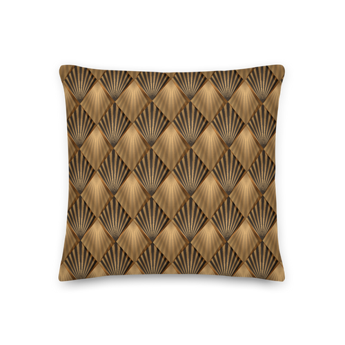 18″×18″ Golden Art Deco Pattern Premium Pillow by Design Express