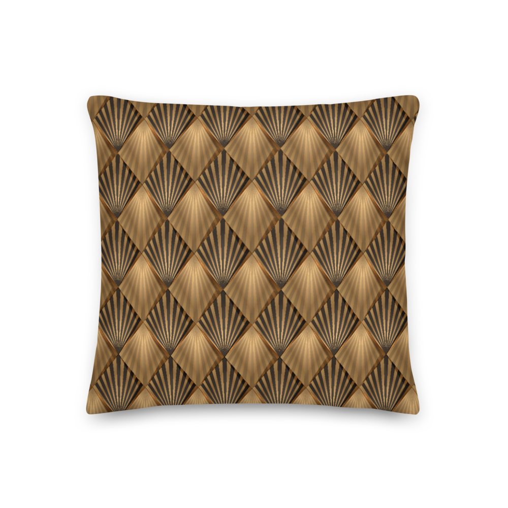 18″×18″ Golden Art Deco Pattern Premium Pillow by Design Express