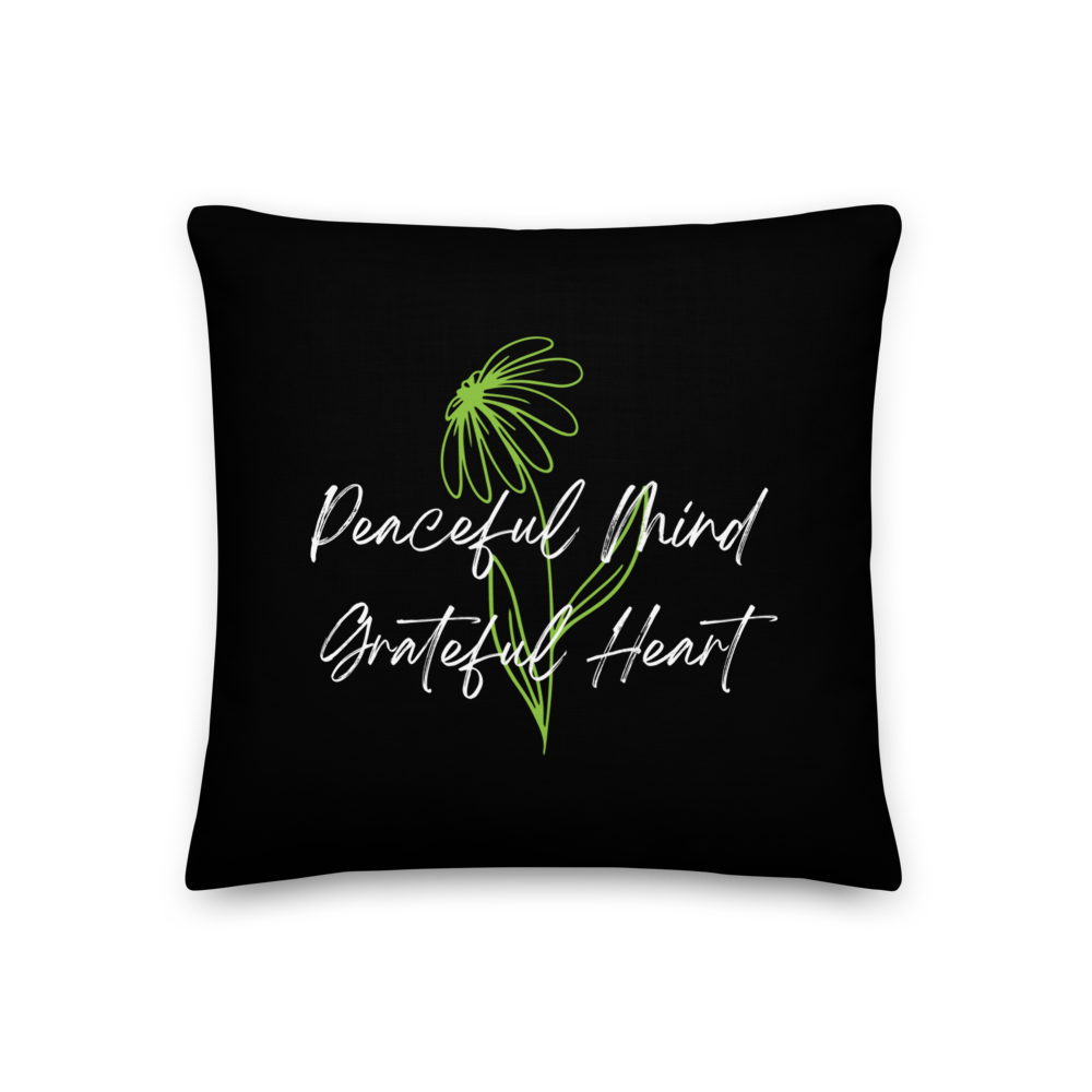18″×18″ Peaceful Mind Grateful Heart Square Premium Pillow by Design Express