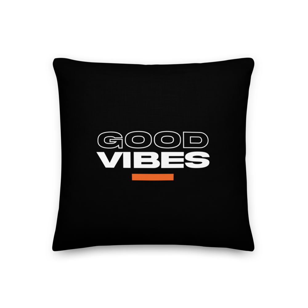 18″×18″ Good Vibes Text Premium Pillow by Design Express