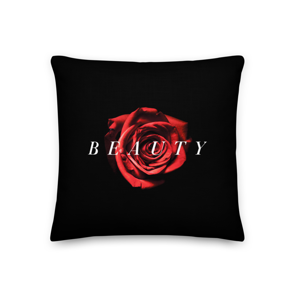 18″×18″ Beauty Red Rose Premium Square Pillow by Design Express