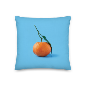 18″×18″ Orange on Blue Premium Square Pillow by Design Express