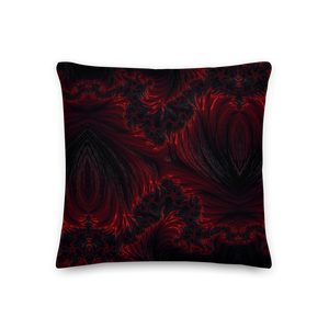 18″×18″ Black Red Fractal Art Premium Pillow by Design Express