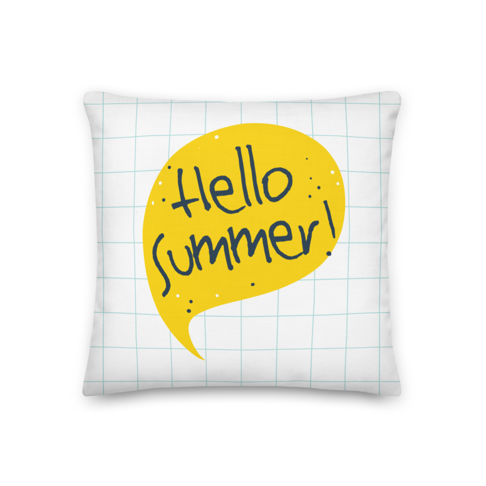 18″×18″ Hello Summer Yellow Premium Pillow by Design Express