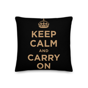 Keep Calm And Carry On (Black Gold) Premium Pillow
