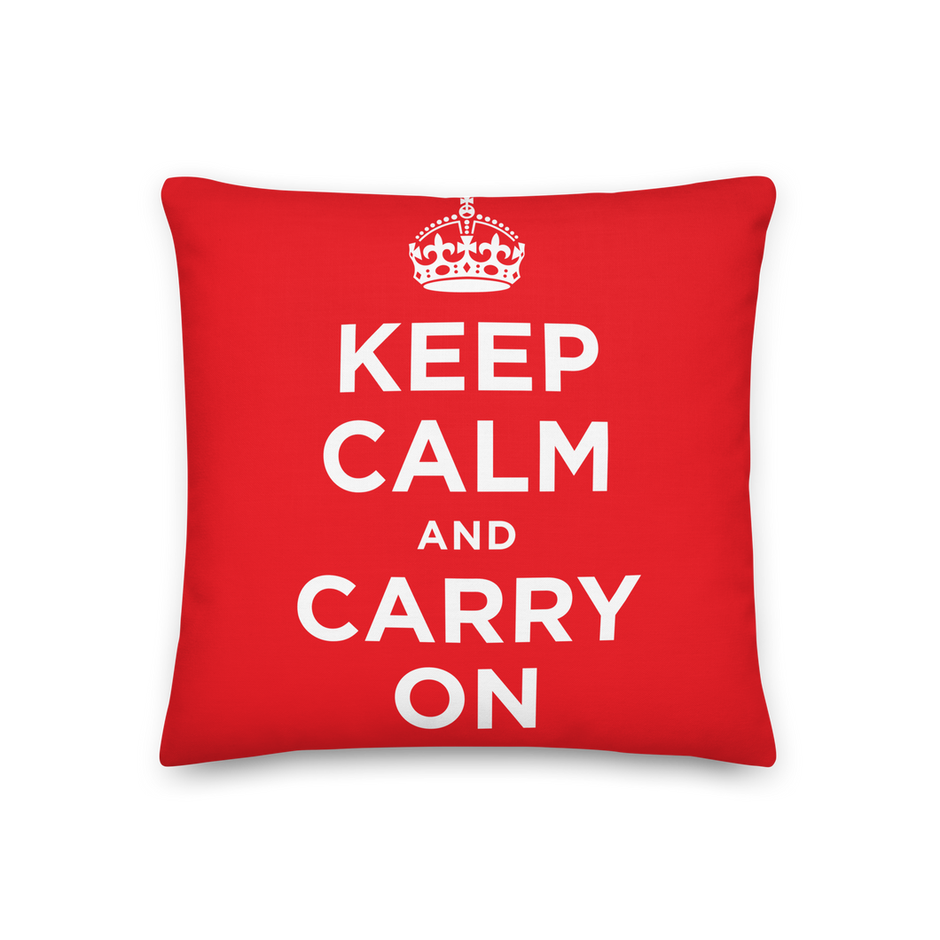 Keep Calm And Carry On (Red White) Premium Pillow