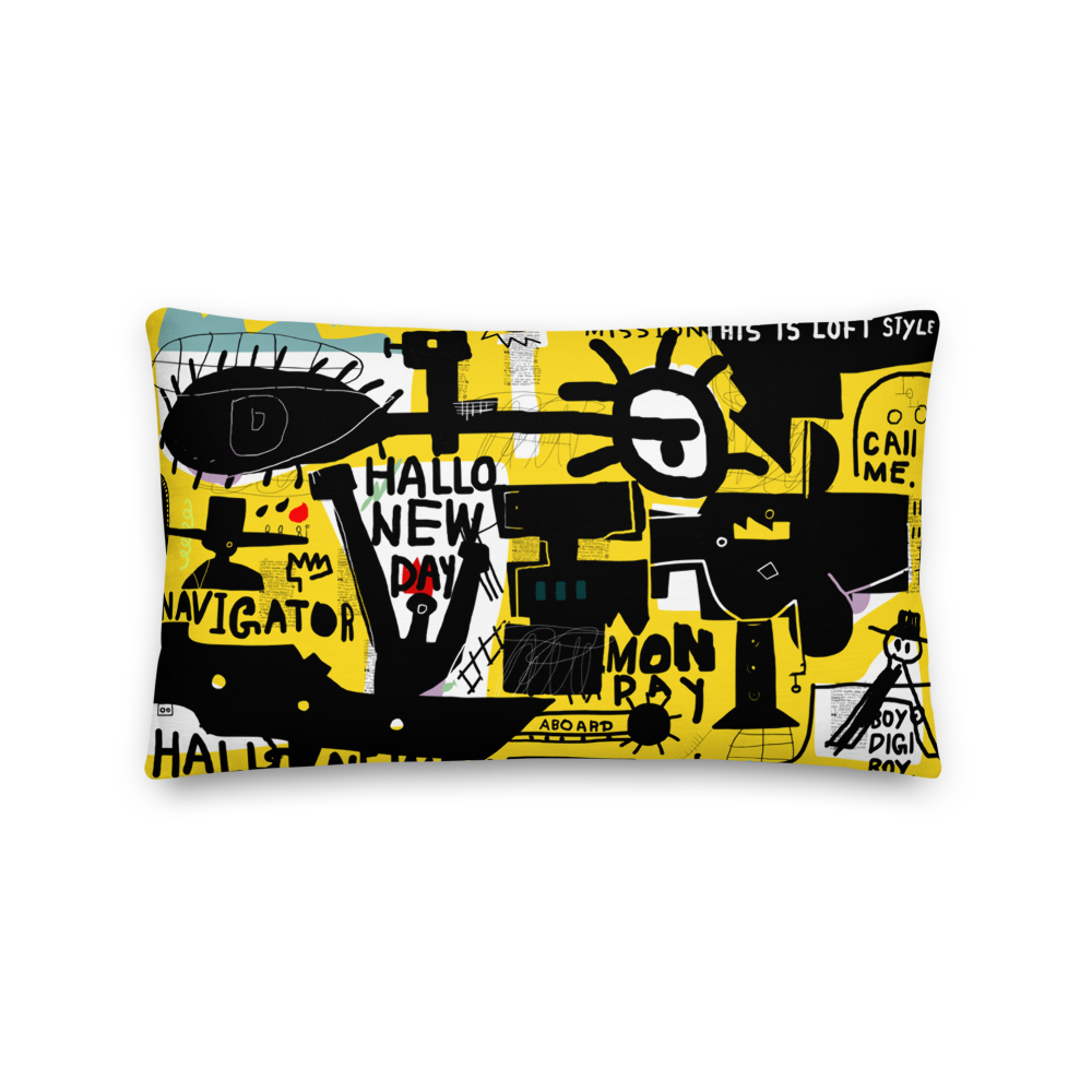 Default Title Basquiat Style Rectangle Premium Pillow by Design Express