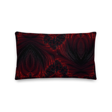 20″×12″ Black Red Fractal Art Premium Pillow by Design Express