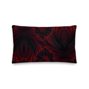 20″×12″ Black Red Fractal Art Premium Pillow by Design Express