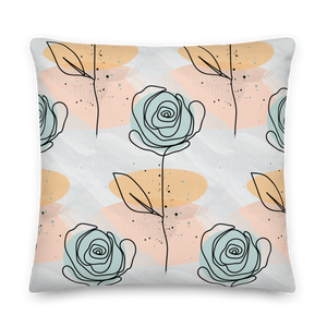 Pasty Flower Line Pattern Square Premium Pillow by Design Express