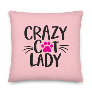 Crazy Cat Lady (Cat Lover) Funny Square Premium Pillow by Design Express