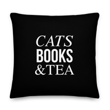 22×22 Cats Books Tea (Funny) Square Premium Pillow by Design Express