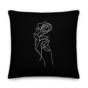 22″×22″ Rose in Hand Premium Pillow by Design Express