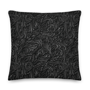 22″×22″ 3D Black Ornament Pattern Premium Pillow by Design Express